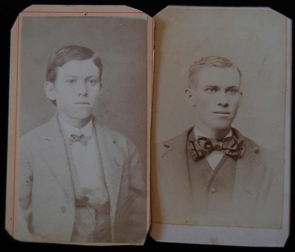 SET OF TWO ANTIQUE CDV PHOTOS YOUNG BROTHERS OR SAME MAN IN LATER YEARS CP196