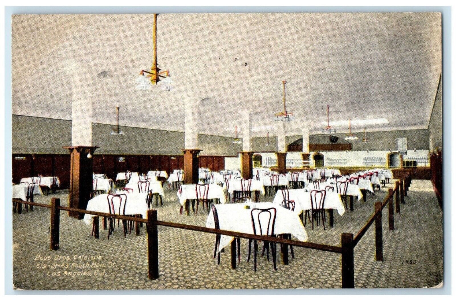 1909 Boos Bros Cafeteria Dining Room Interior Los Angeles California CA Postcard