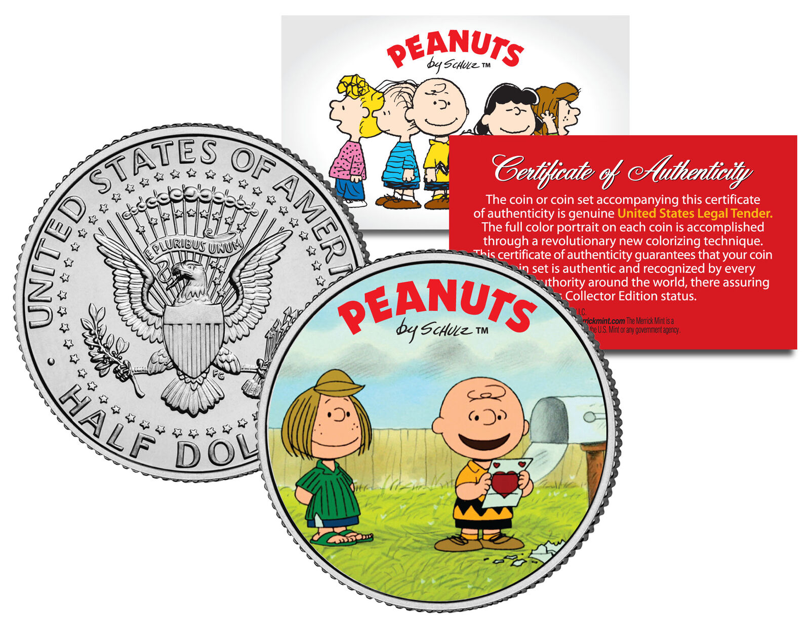 Peanuts VALENTINE'S * Charlie Brown & Peppermint Patty * JFK Half Dollar US Coin