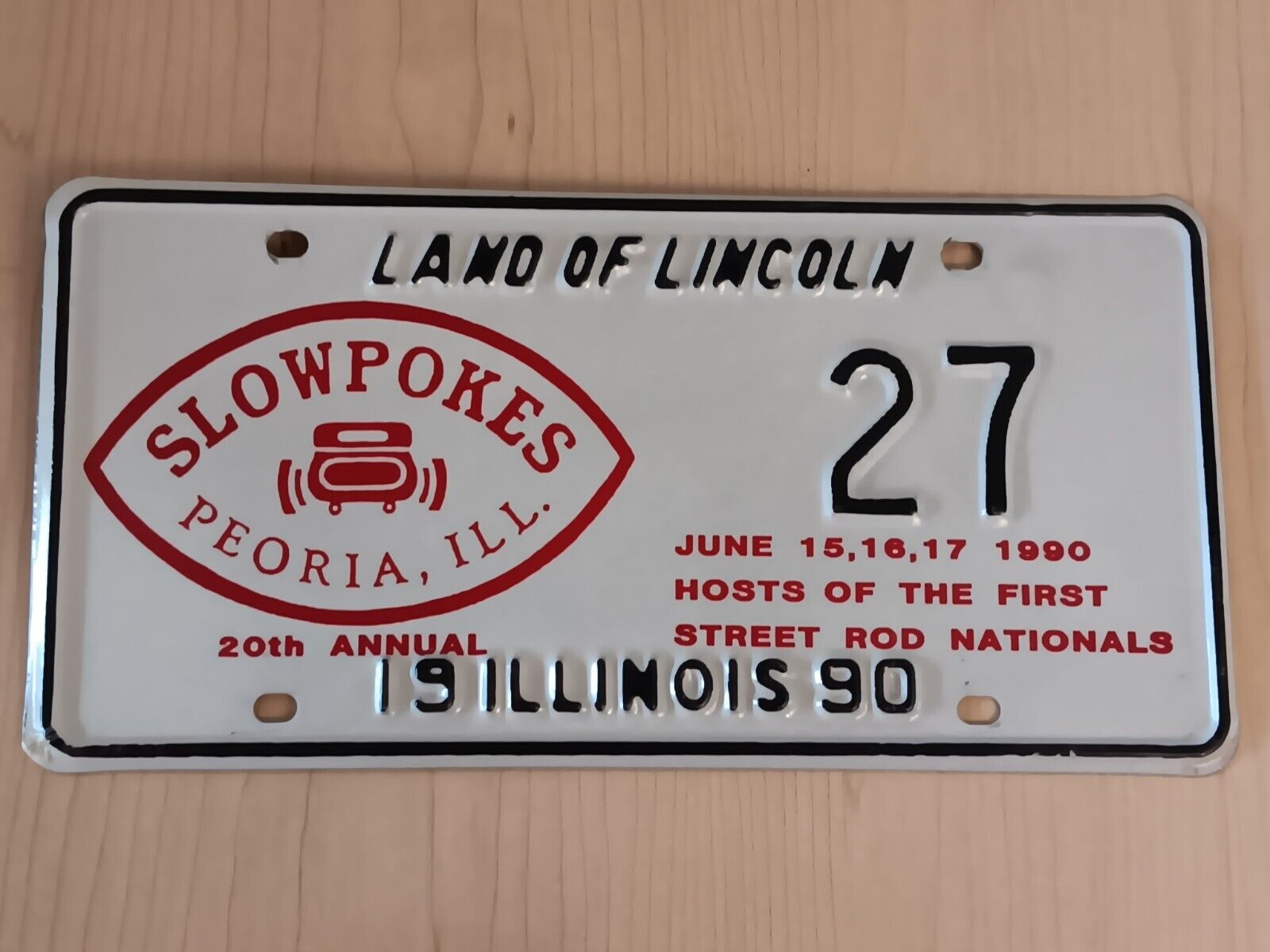 Vintage Illinois 1990 Hot Rod Nationals License Plate