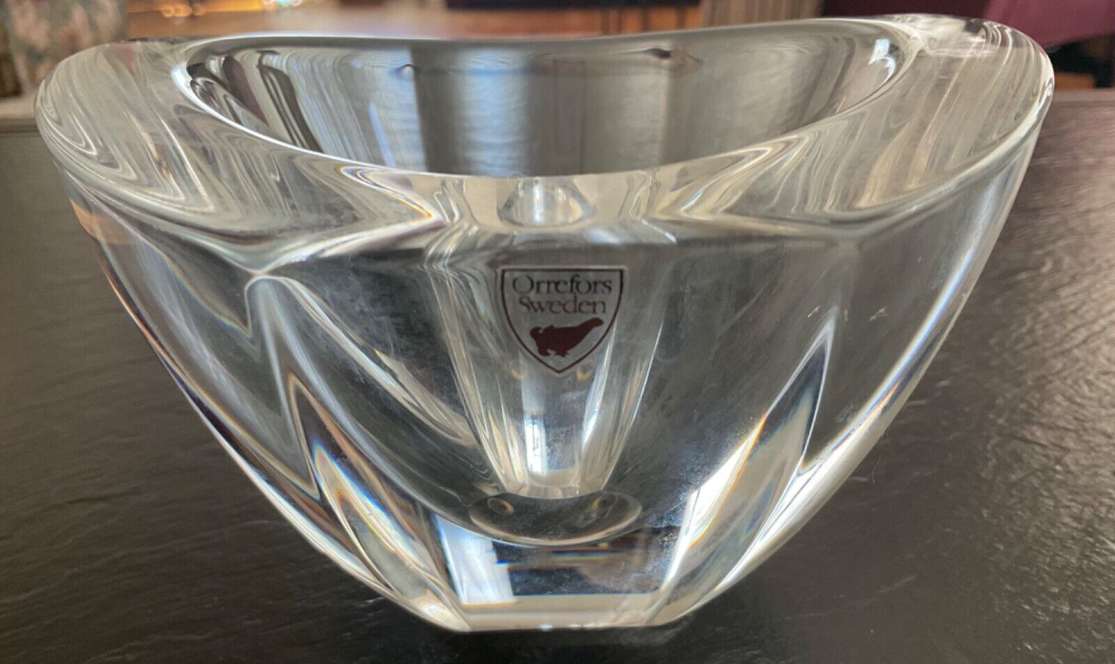 ORREFORS SWEDEN CLEAR CRYSTAL BOWL - 4 X 5 IN.  HEAVY GLASS