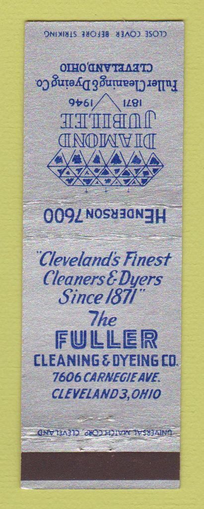 Matchbook Cover - Fuller Cleaning Dyeing 1946 Cleveland OH