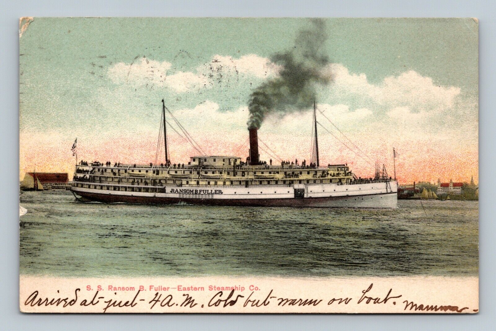 Postcard - S.S. Ransom B. Fuller, Eastern Steamship Co., Bath Maine