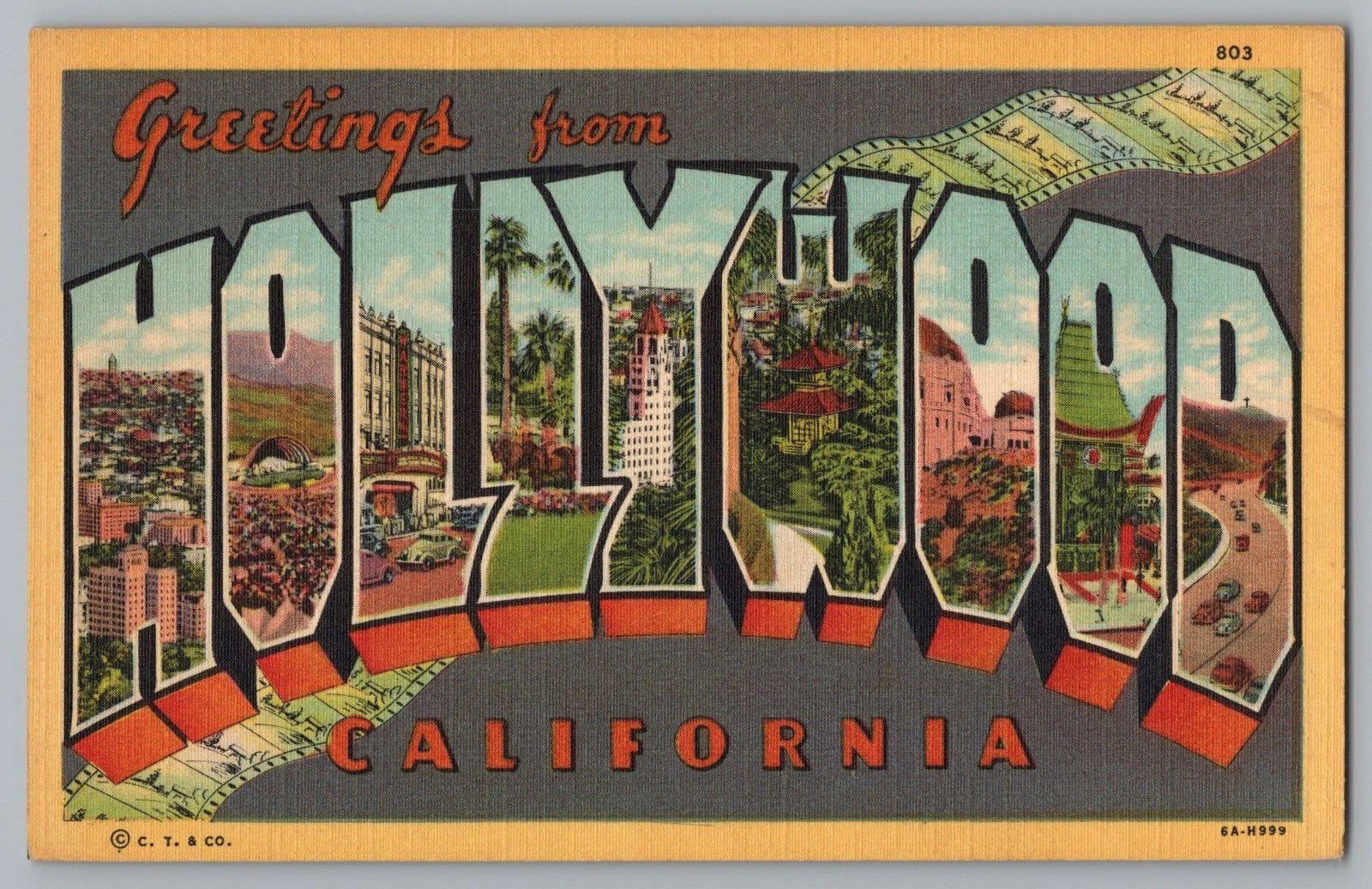 Postcard Greetings From Hollywood, California, Large Letter