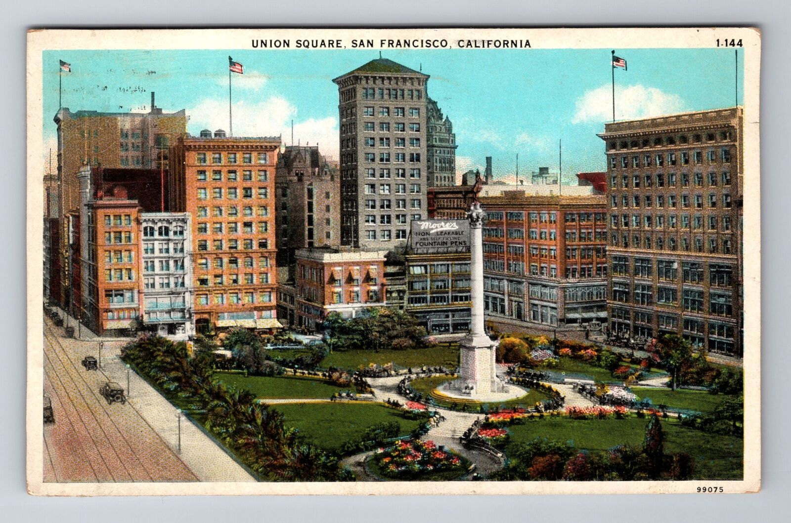 San Francisco CA-California, Bird\'s Eye Union Square, Vintage c1931 Postcard