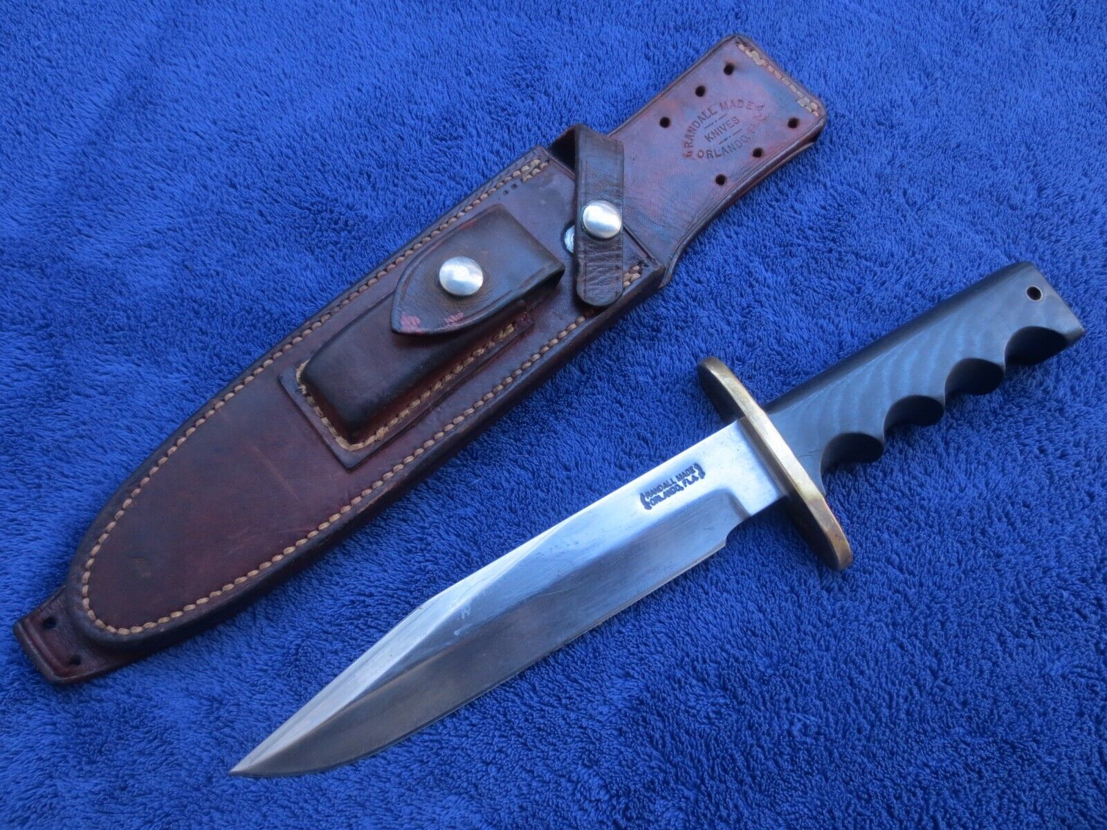 RARE VINTAGE RANDALL #14 ATTACK DAGGER OLD FIGHTING KNIFE AND ROUGHBACK SHEATH