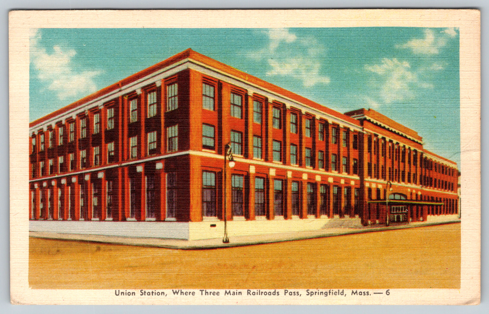 c1940s Union Station Springfield Massachusetts Vintage Postcard