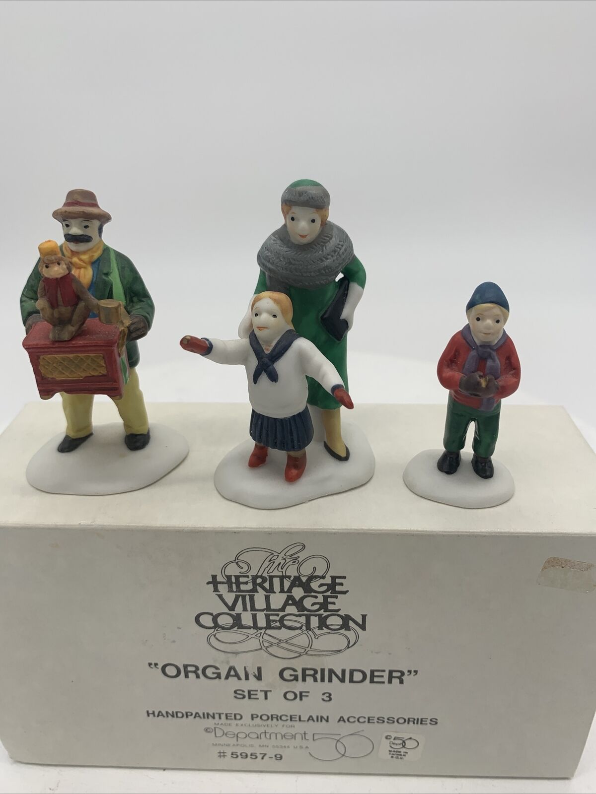 Dept 56 Organ Grinder Heritage Village Collection 5957-9 Set of 3 Accessories