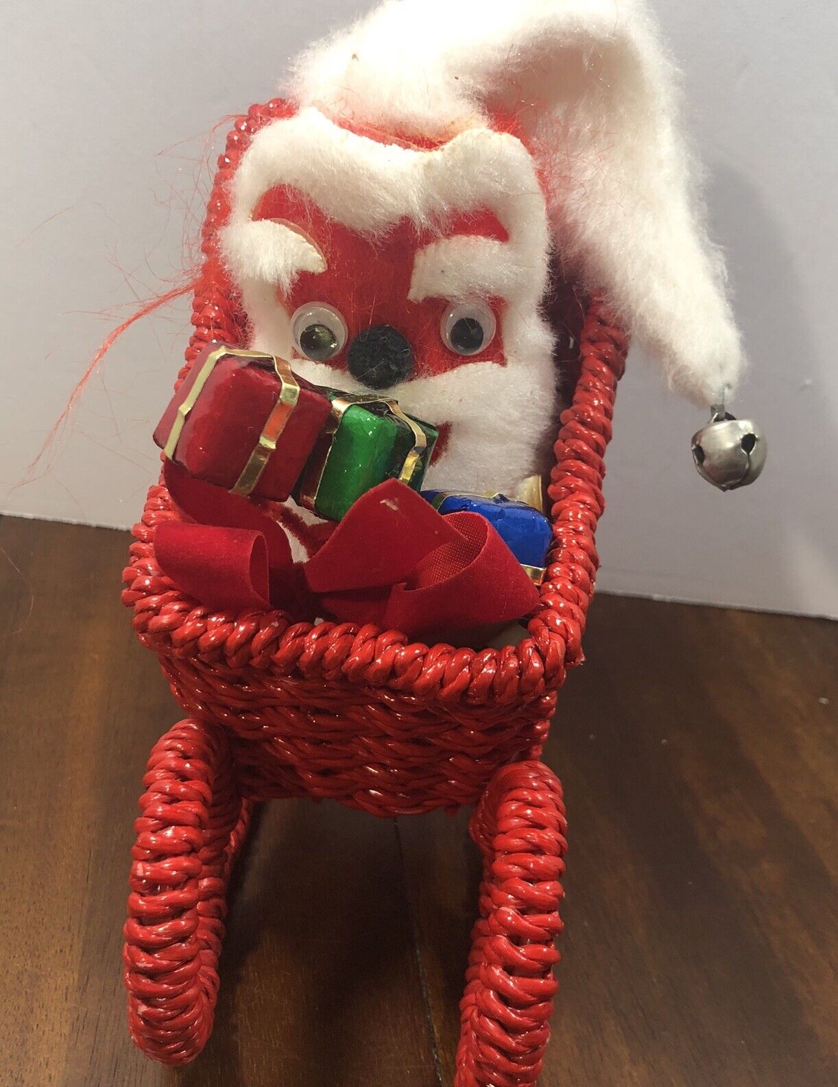 Vintage Fuzzy Christmas Plush Santa Guy In Sled Woolworth’s 25 Cents Kitsch