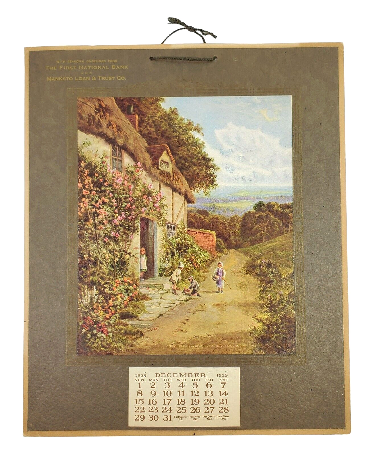 1929 Advertising Calendar First National Bank & Mankato Loan Sherrin Painting