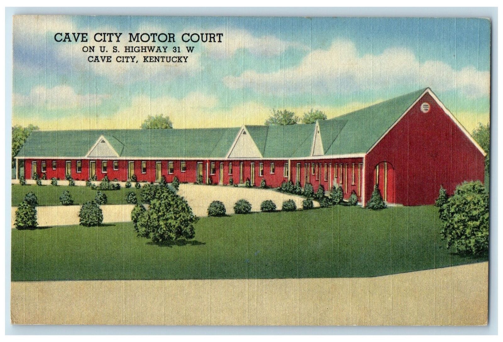 c1940's Cave City Motor Court Exterior Roadside Cave City Kentucky KY Postcard