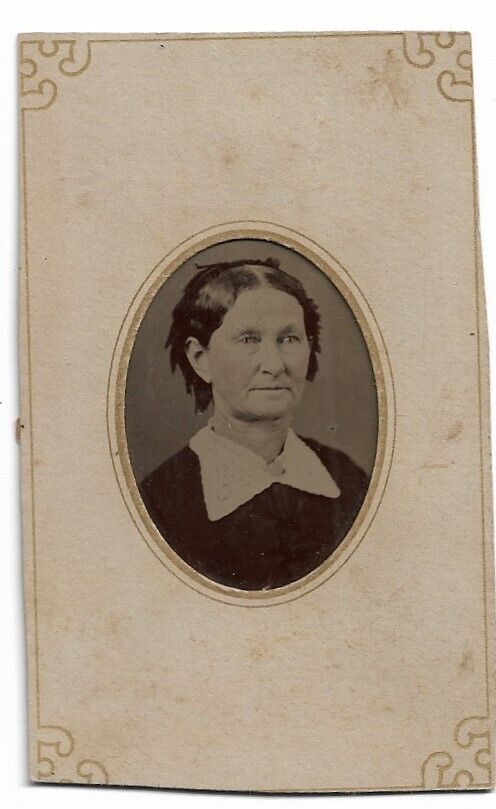 Tintype Photograph Older Woman Sealed Paper Frame