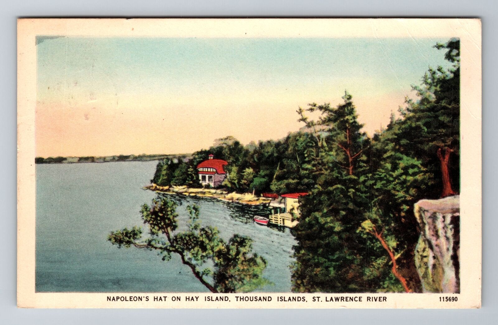 Thousand Islands NY-New York, Napoleon\'s Hat, Antique, Vintage c1948 Postcard
