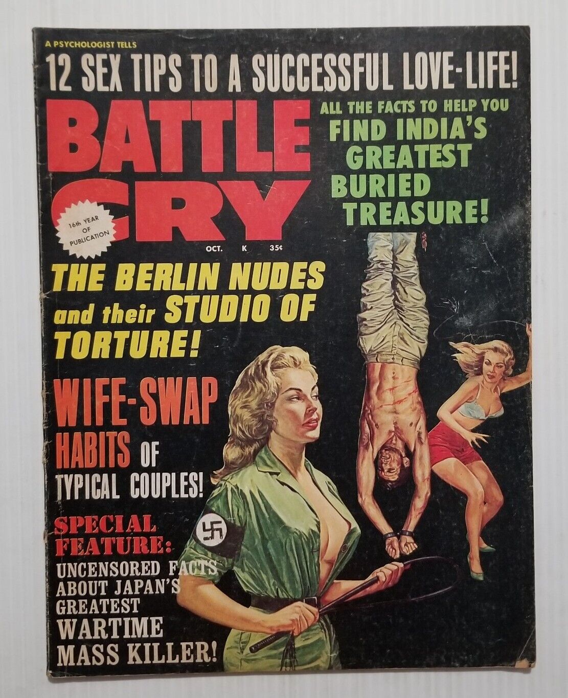 BATTLE CRY Magazine Oct 1967 GGA Bad Girl Cover True Stories of War & Adventure