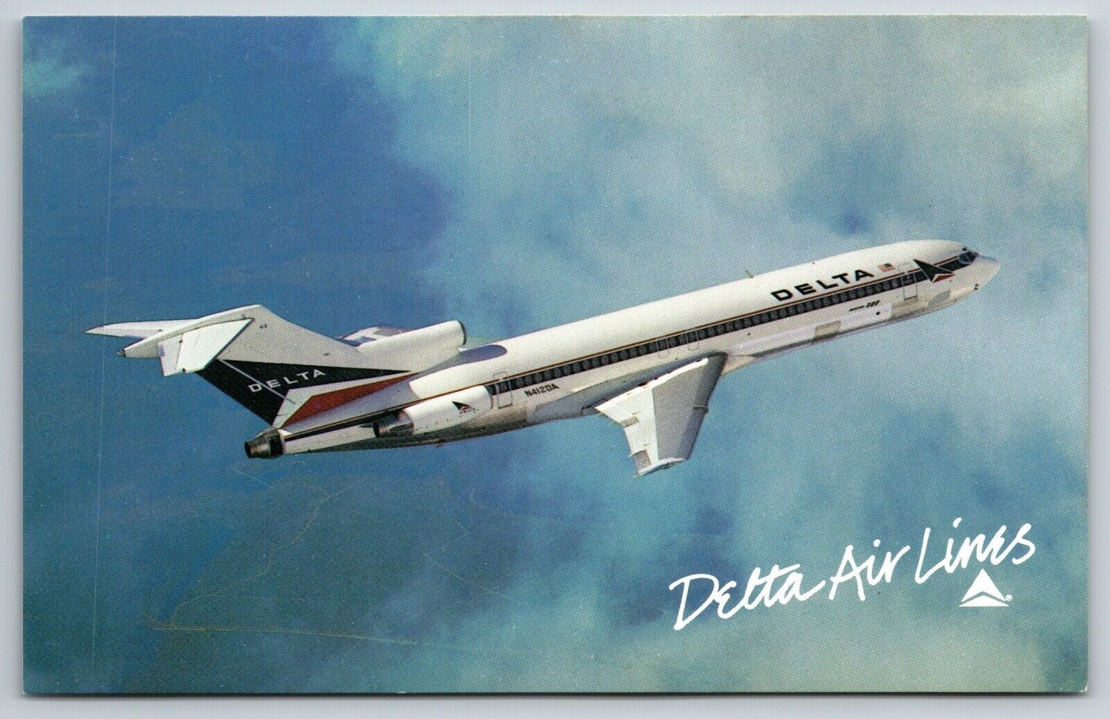 Delta Airlines Issued Boeing 727 Medium Jet Airplane Unposted Chrome Postcard