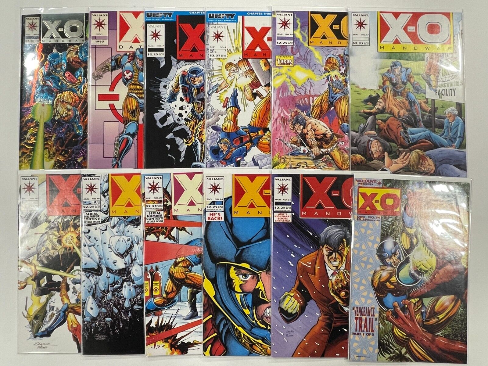 X-O Manowar: LOT (12) # 0, 1, 7, 8 , 14, 17-20, 24, 26, 34 - 1992 Valiant Comics