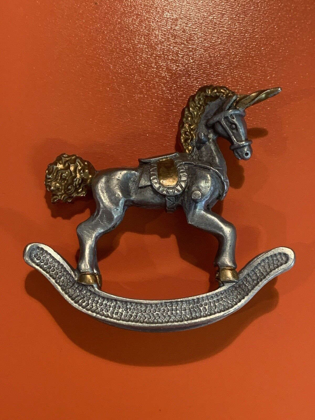 Vintage Spoontiques Pewter Figurine # 529  Mini Unicorn Rocker 