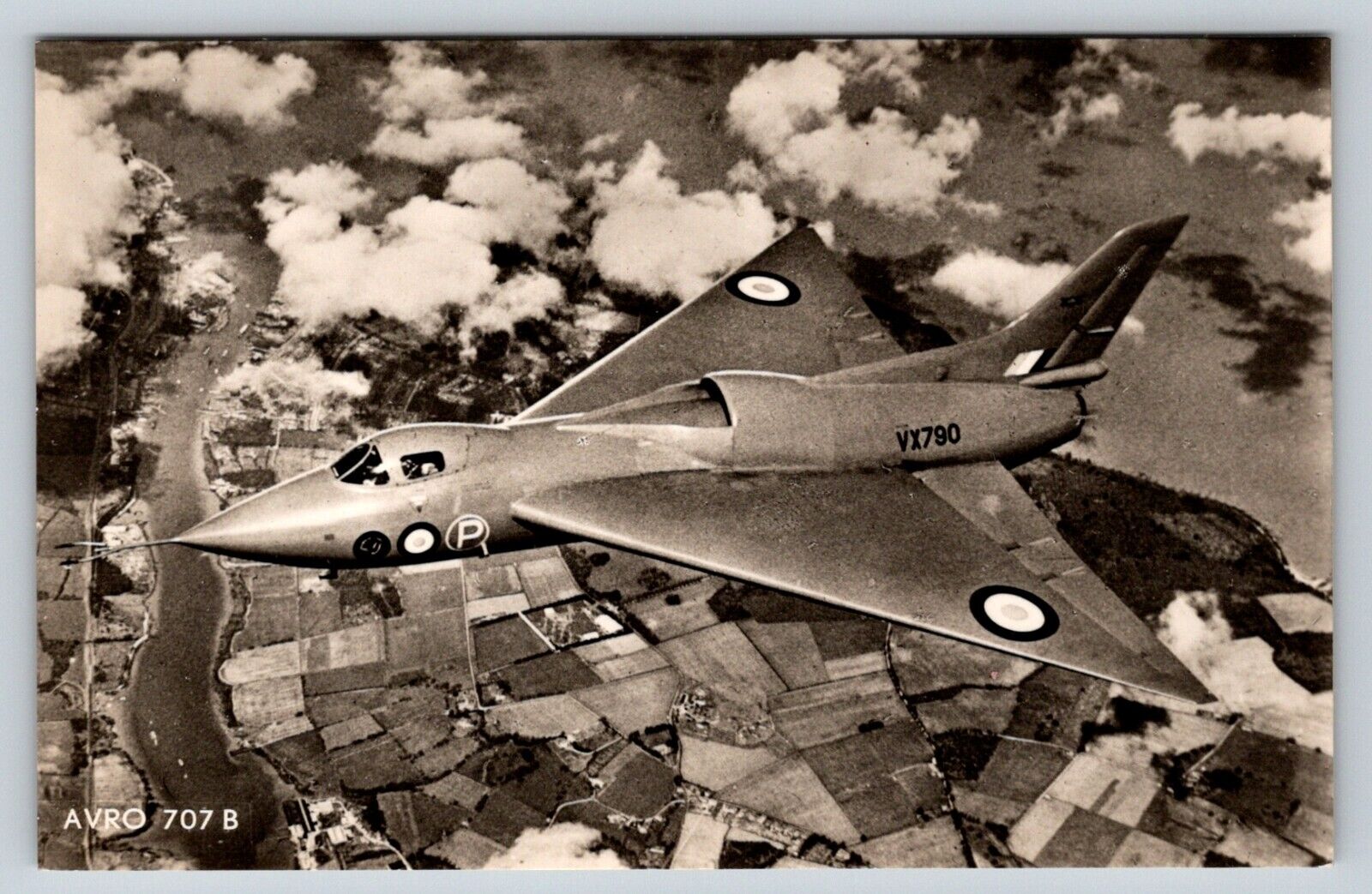 UK Aviation A.V. Roe Avro-707B Aircraft Vintage RPPC Postcard