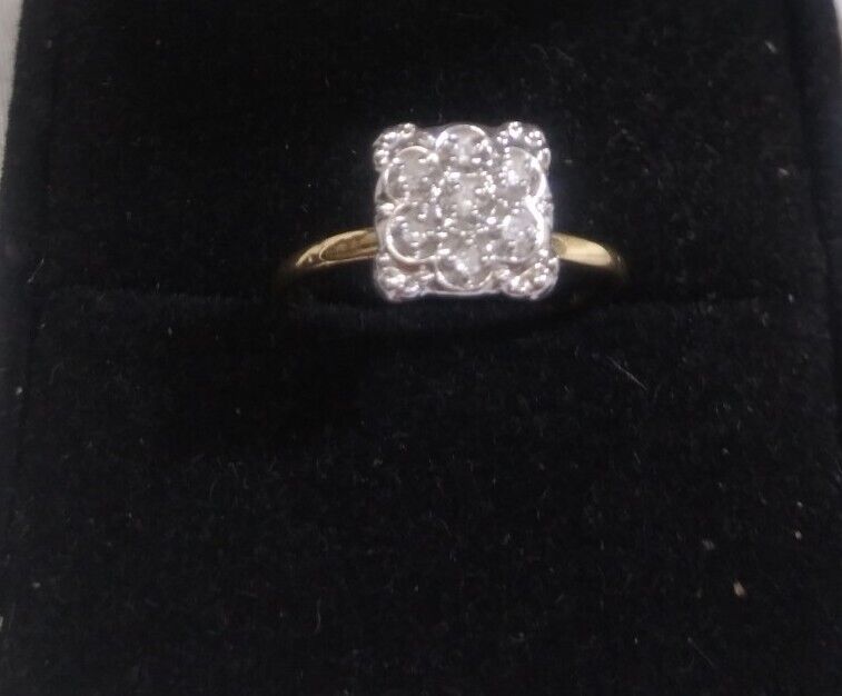 7 Diamond Ring 8mm Antique Square White top Size 6.5 $599.