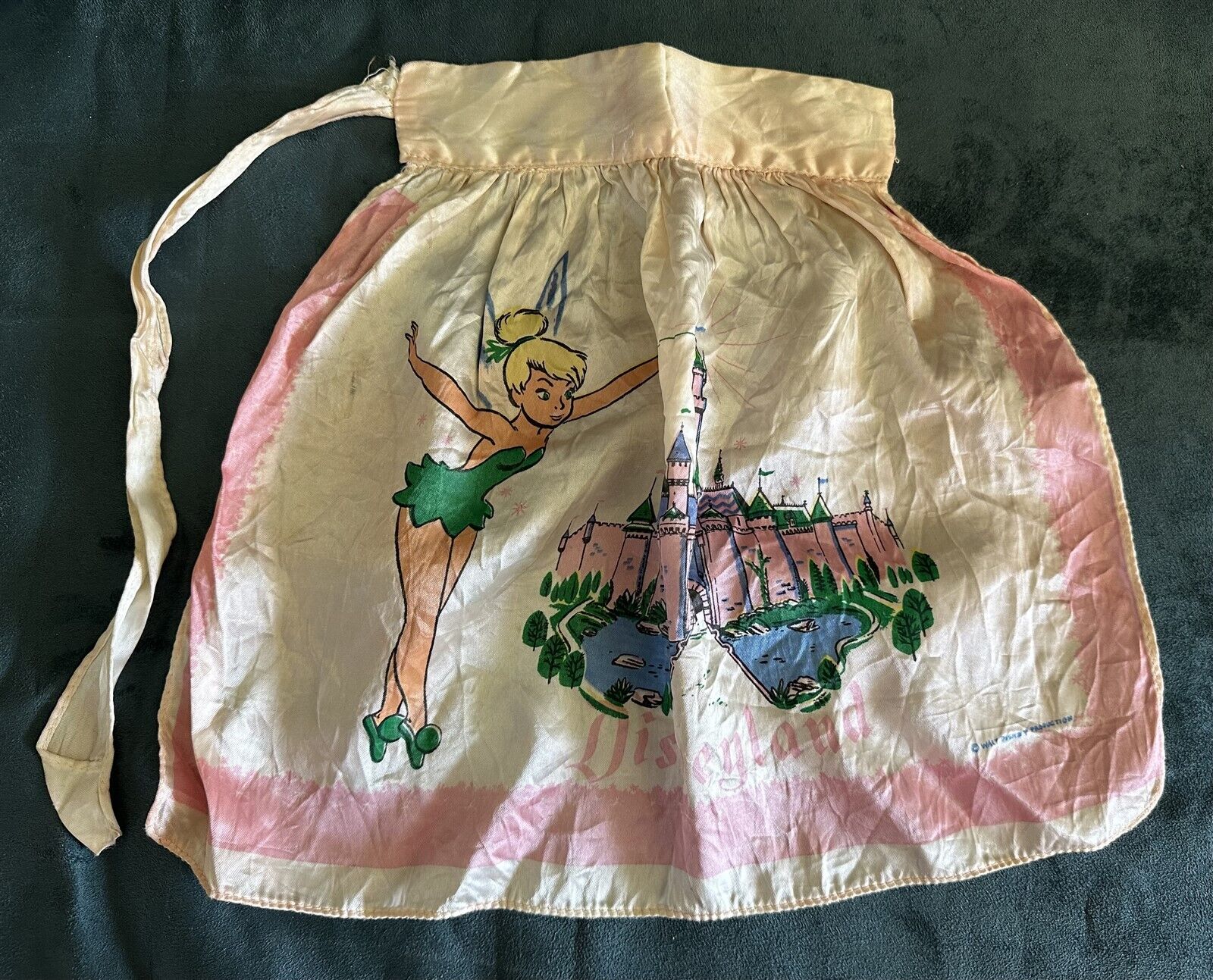 Disneyland WDP Vintage Souvenir Childs Apron with TINKER BELL & CASTLE 