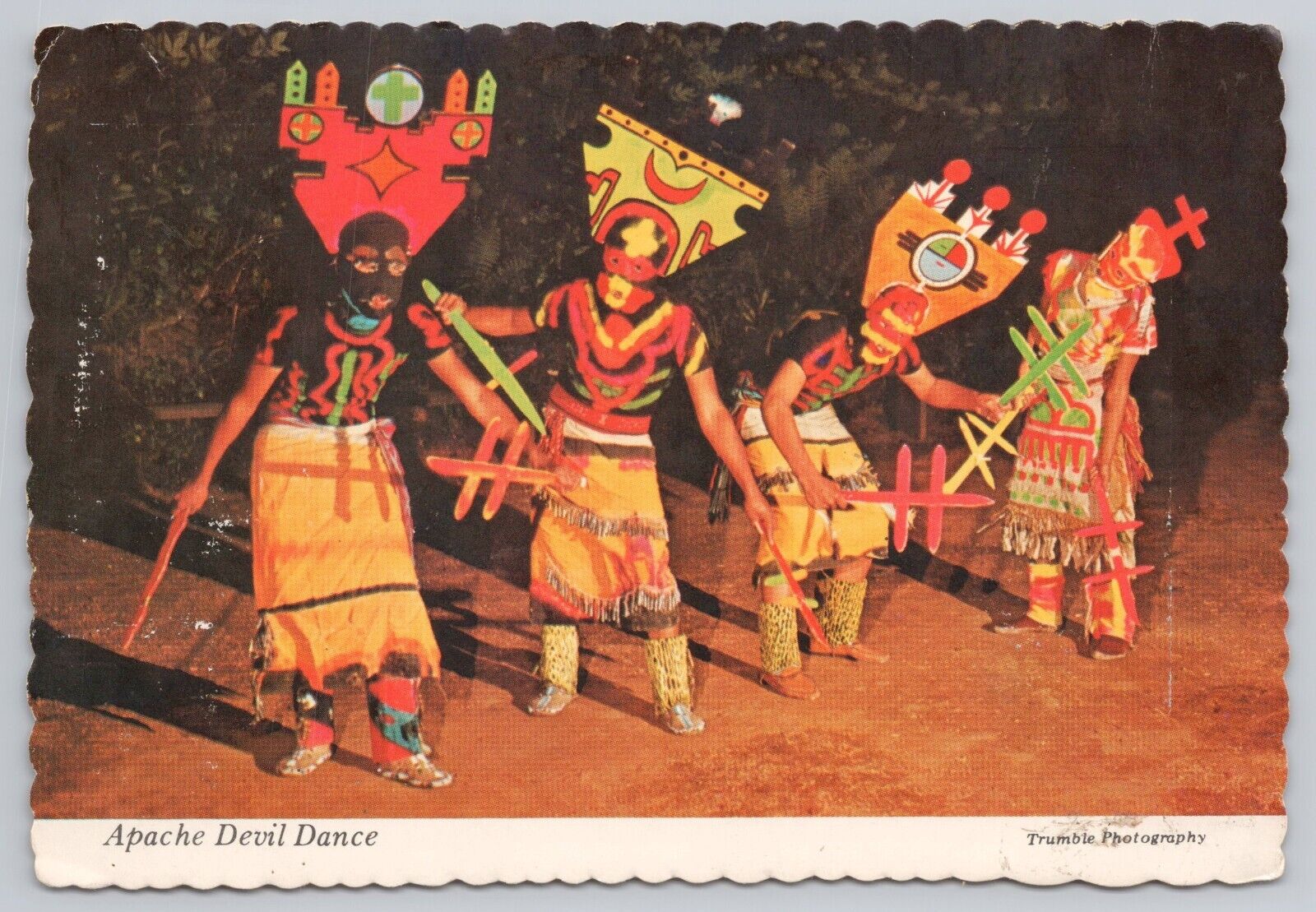Postcard Apache Devil Dance Indian Ceremonial Dance Wisconsin Dells Wisconsin 