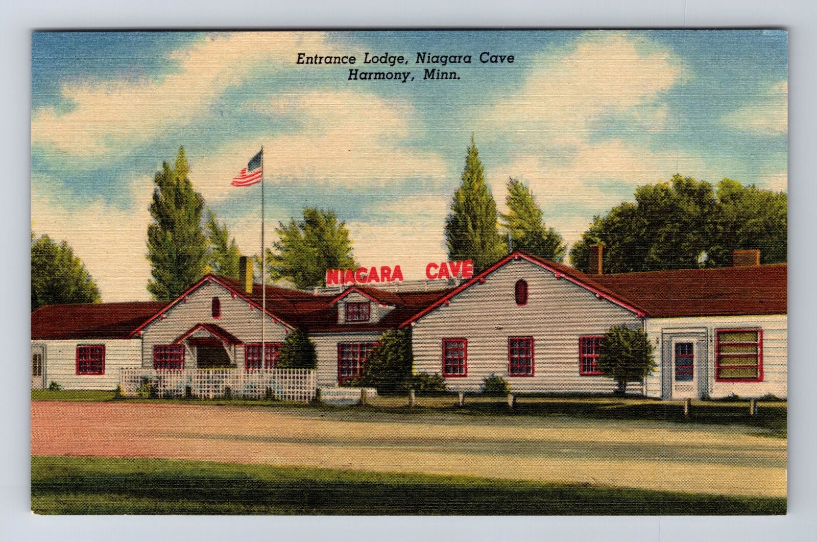 Harmony MN-Minnesota, Entrance Lodge Niagara Cave, Antique Vintage Postcard