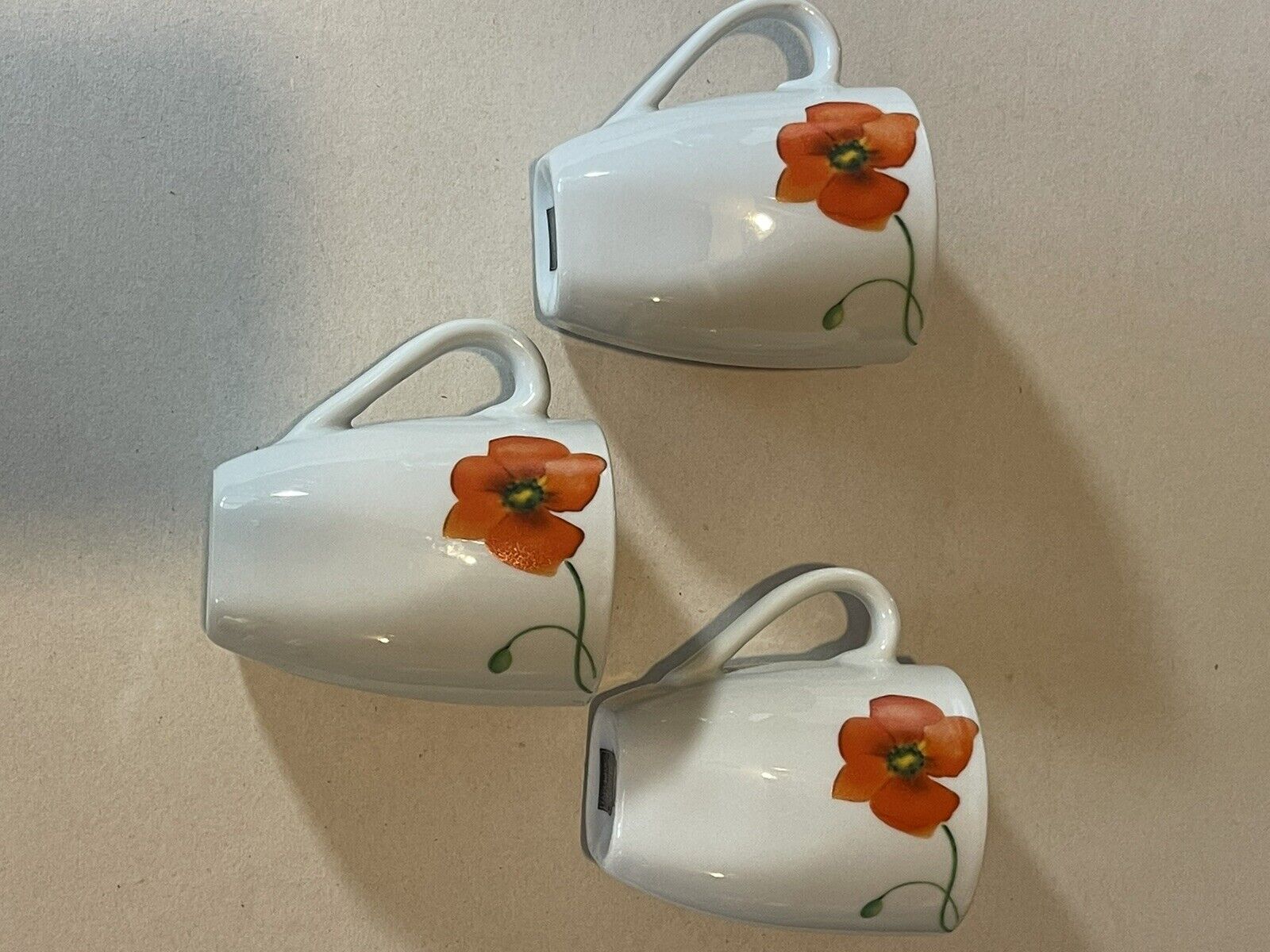 Coffee Cup Poppy Floral Corsica Home 14 Oz,Tabletops Gallery, Set Of 3, Preowned
