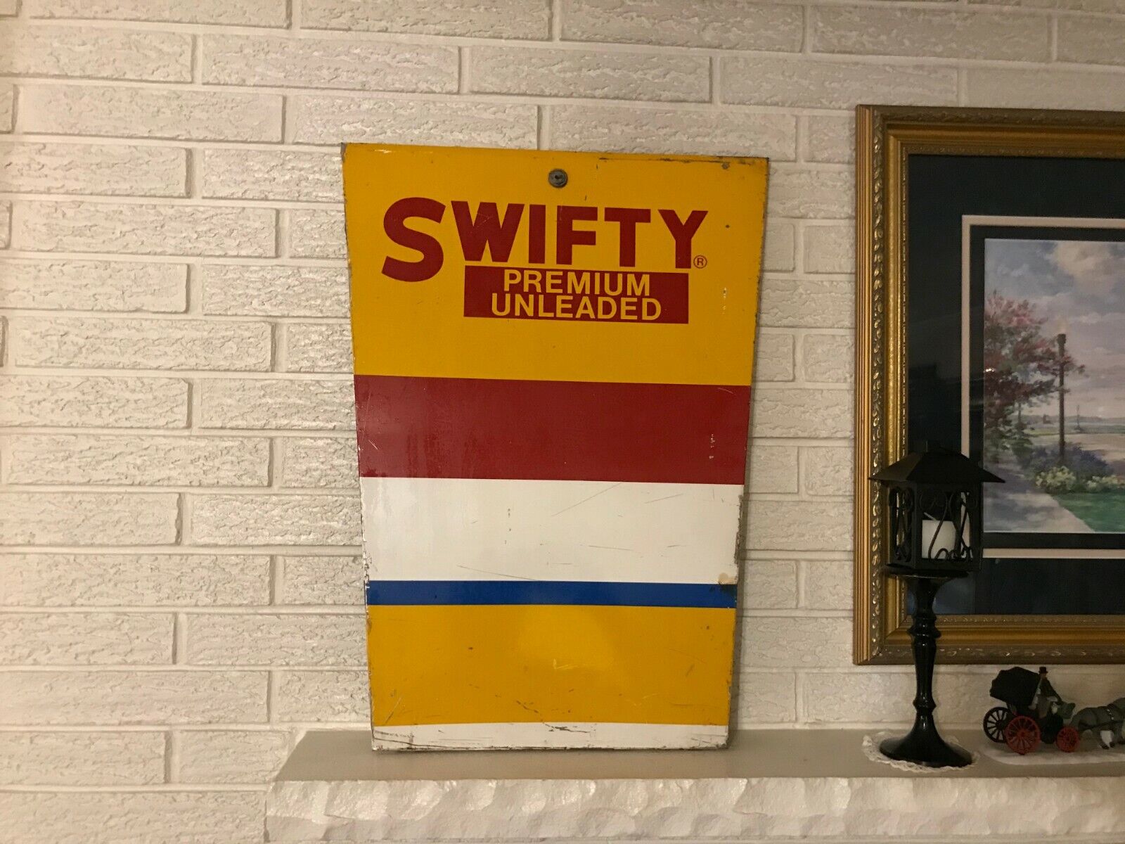 Original Swifty gas vintage pump plate panel cover Sign