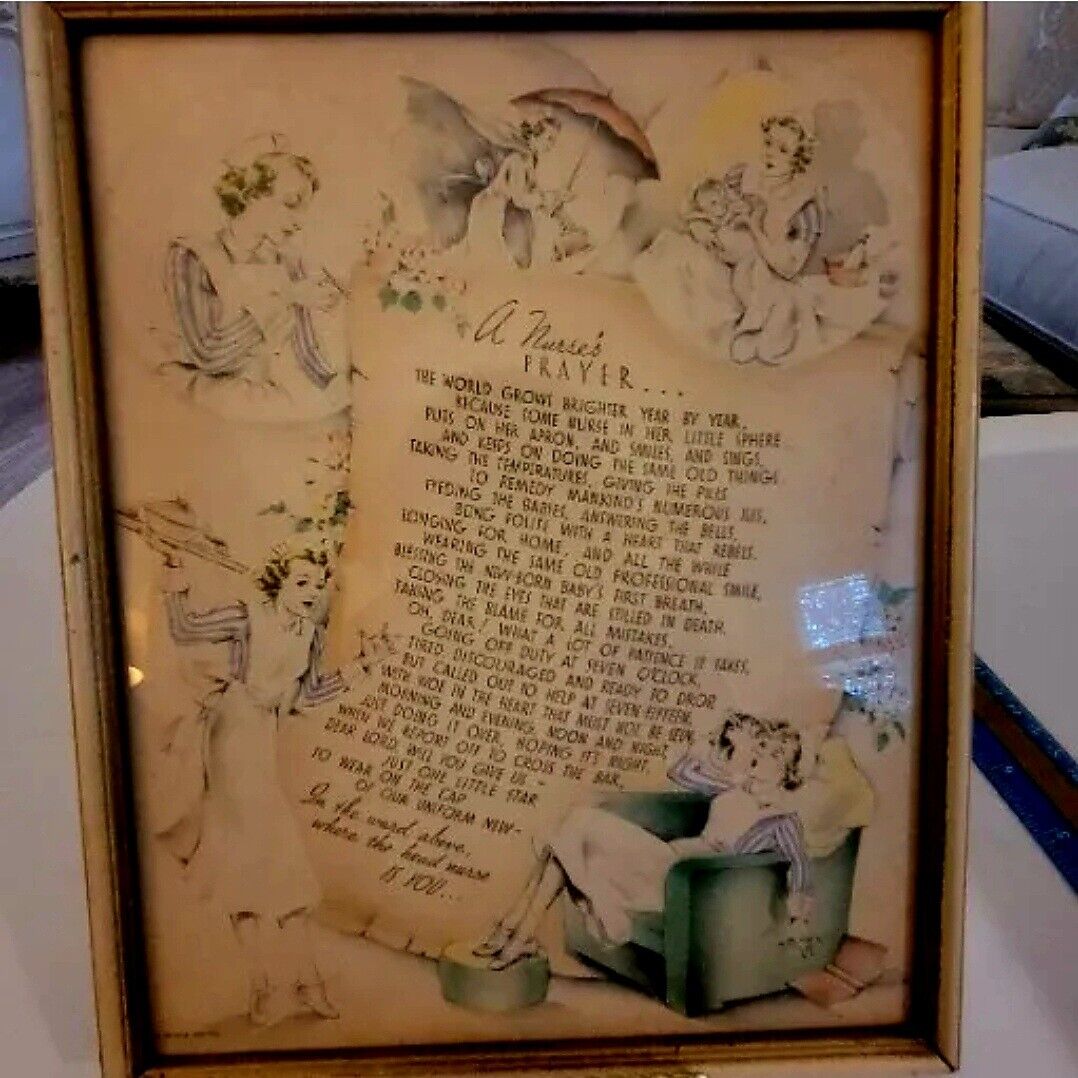 A Nurse's Prayer Buzza Motto Poem Framed Wall Plaque BM 8682 1939 