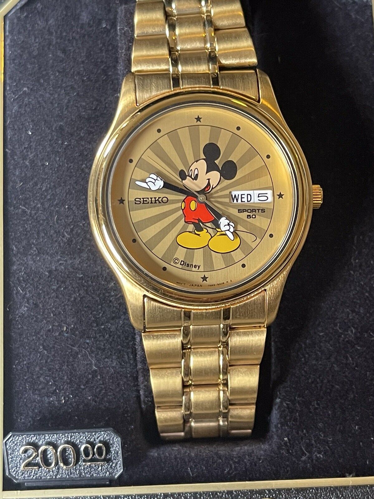 Seiko 1980s Gold Disney Mickey Mouse  Starburst Watch