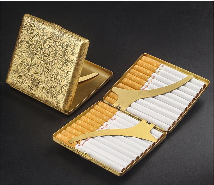 Classic Vintage Portable Double Sided Cigarette Case Flower Pattern King Size 20