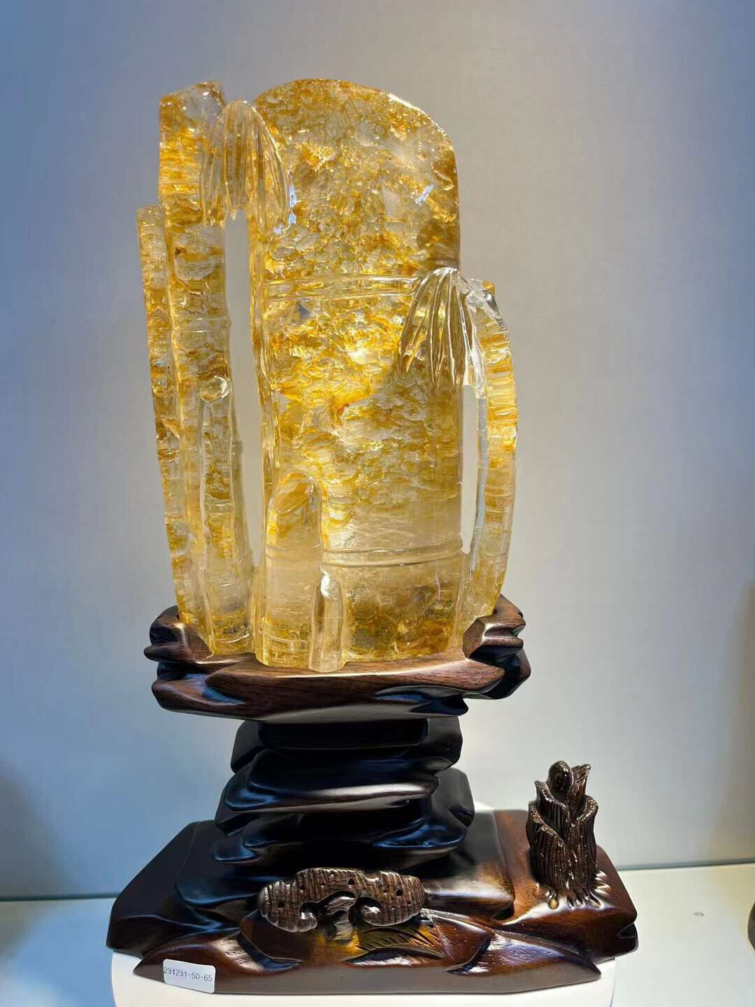 6.8LB Top Natural gold healer quartz bamboo Obelisk Crystal Wand Tower heal