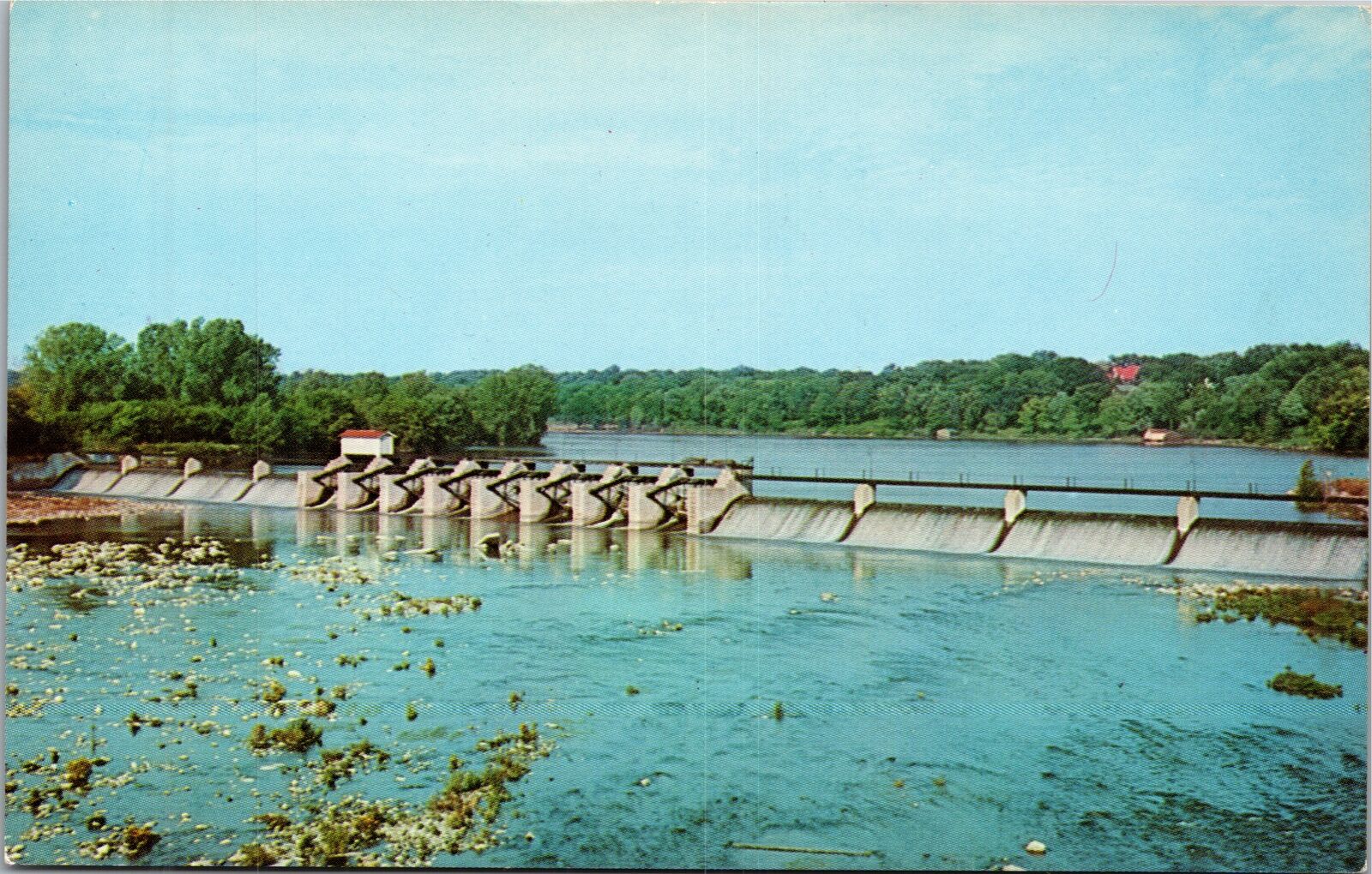 Postcard WI Kaukauna  Fox River Dam