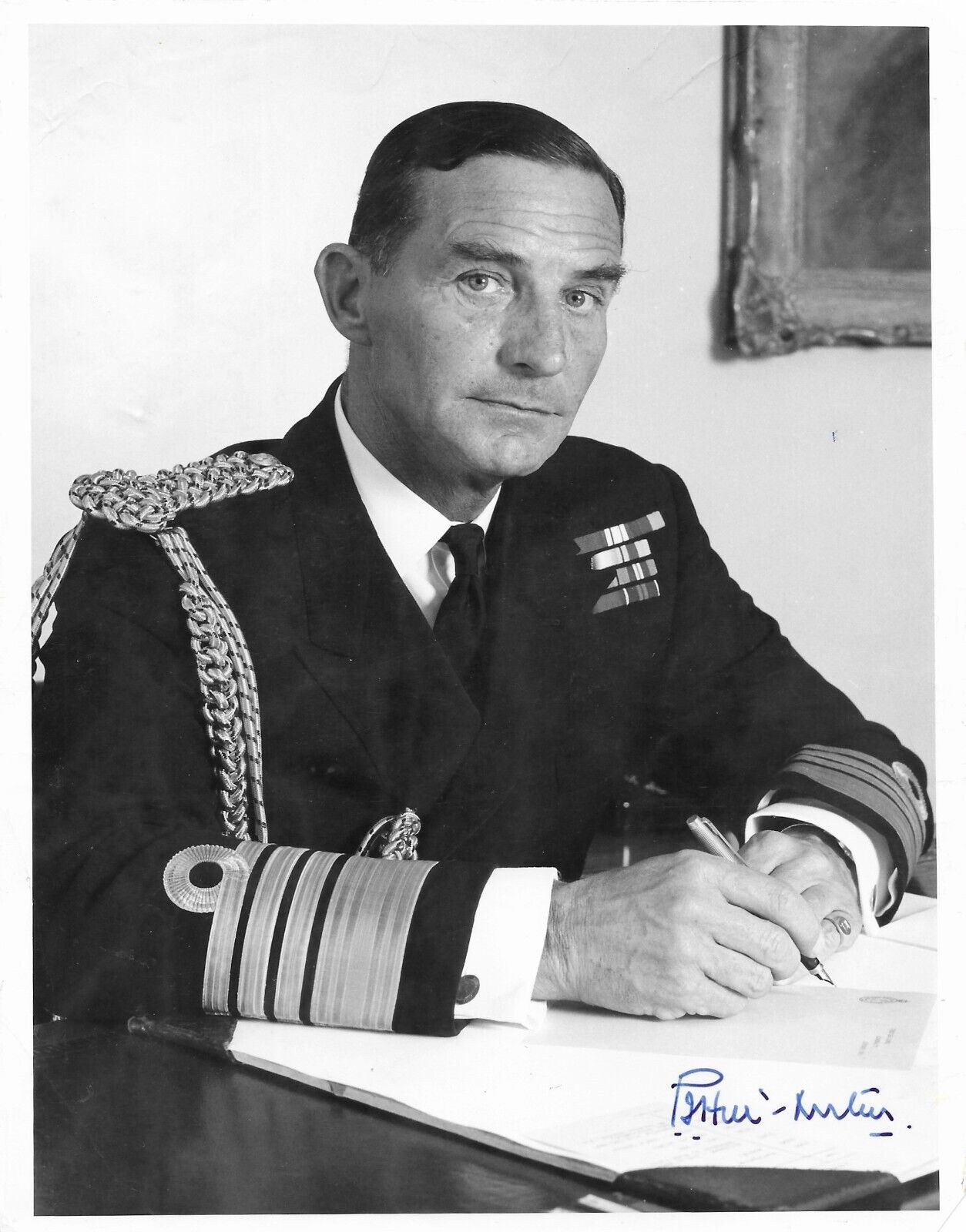 Lord Peter Hill-Norton UK Admiral Signed B&W 6x8 Glossy Photo NATO Chair COA