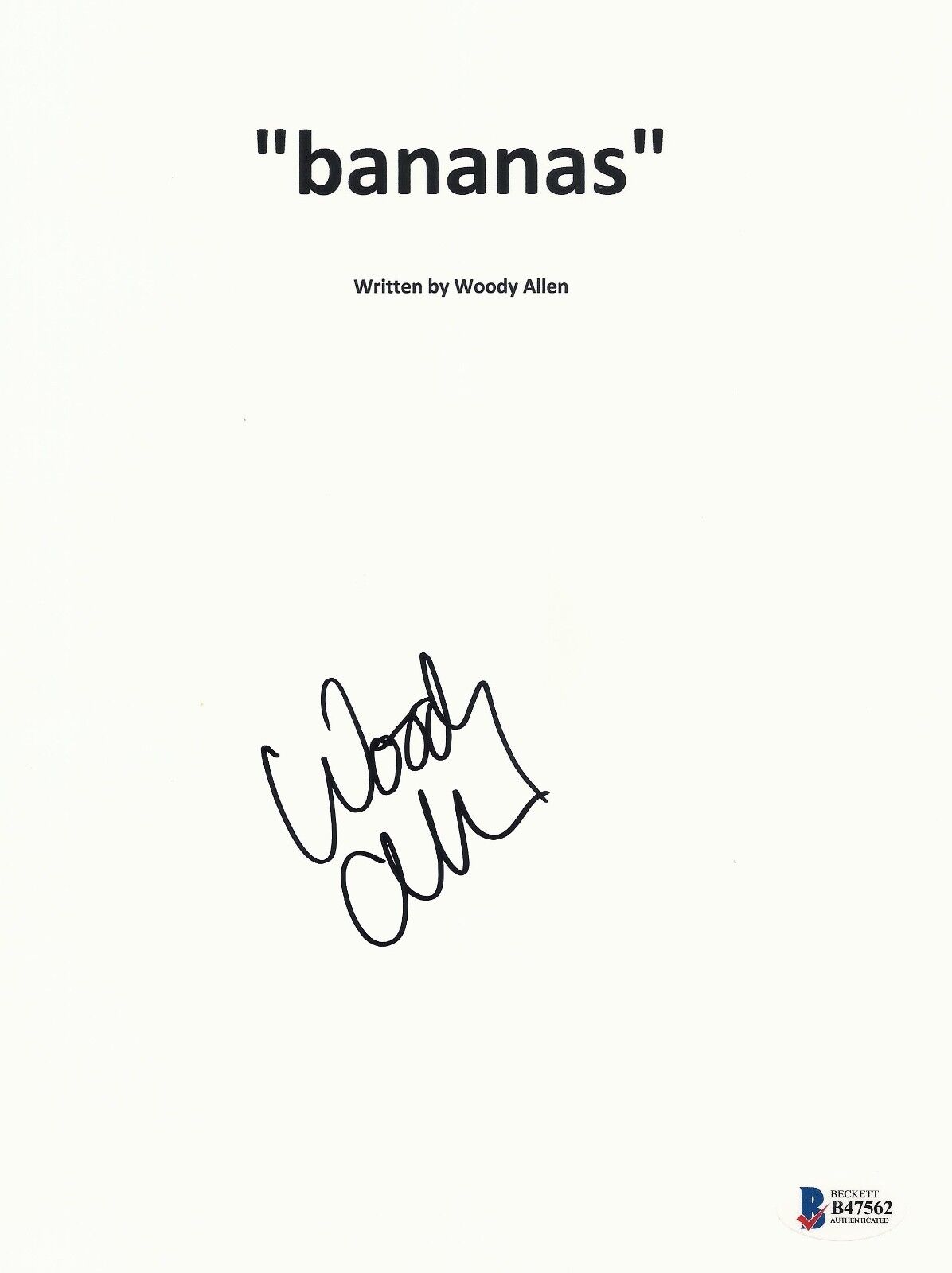 WOODY ALLEN SIGNED AUTO BANANAS SCRIPT FULL 110 PAGE SCREENPLAY BECKETT BAS