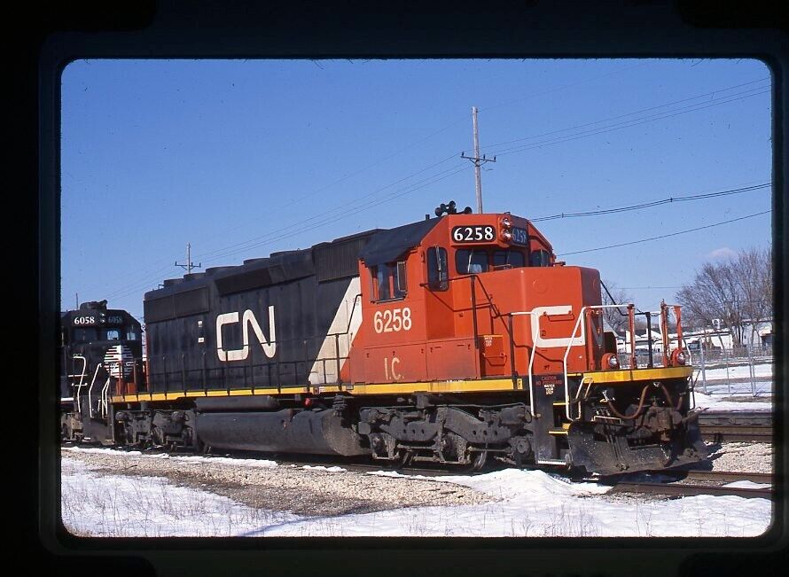 Original Railroad Slide CN(IC) Canadian National 6258 SD40-2 at Decatur, IL