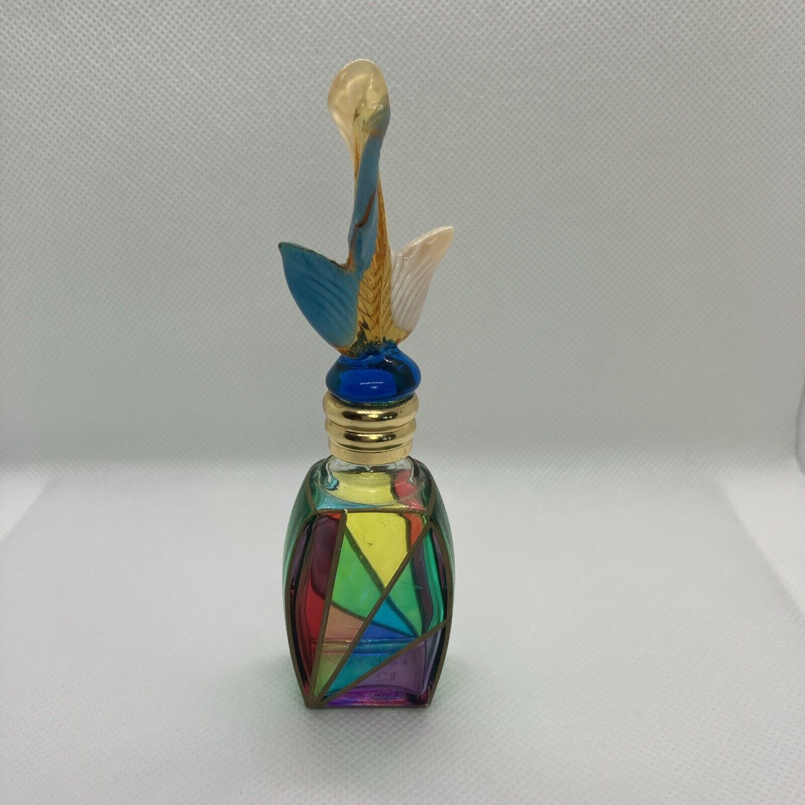 VTG Italian Perfume Bottle With Stopper. Hand Painted Art Glass, Murano .