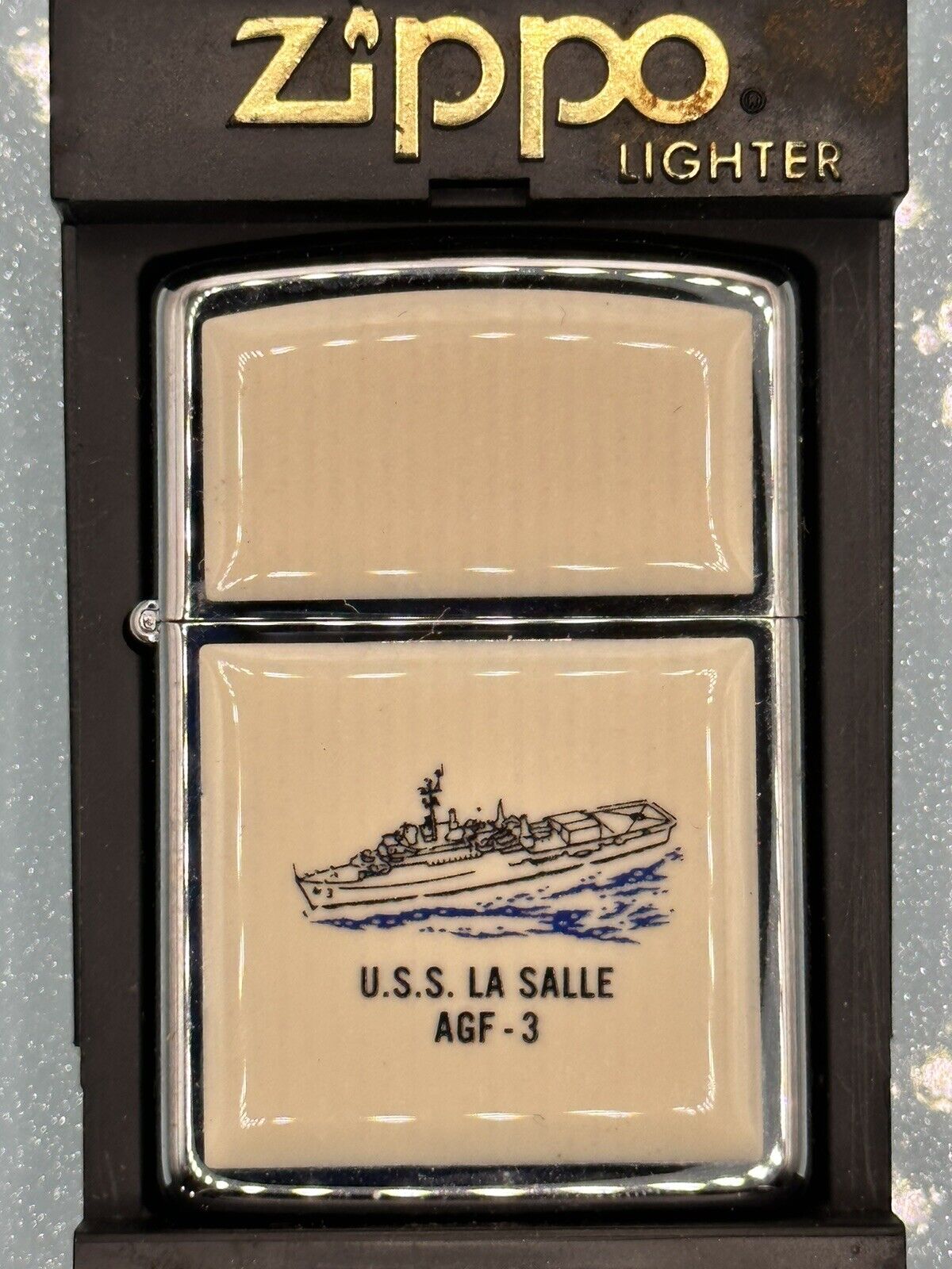 Vintage 1988 U.S.S. La Salle AGF-3 Zippo Lighter NEW