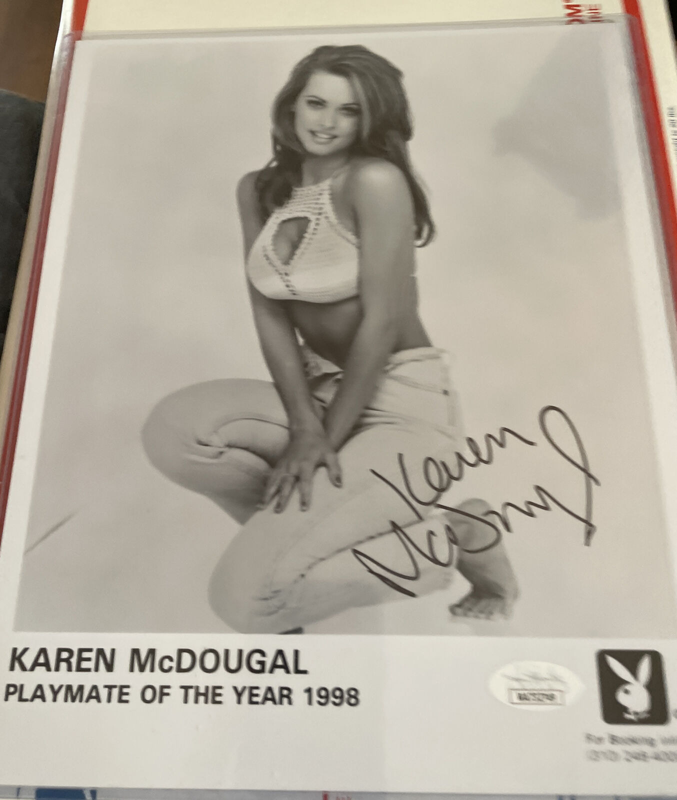 Playboy Model Karen McDougal PMOY 1998 Signed 8x10 Photo JSA Vintage Rare