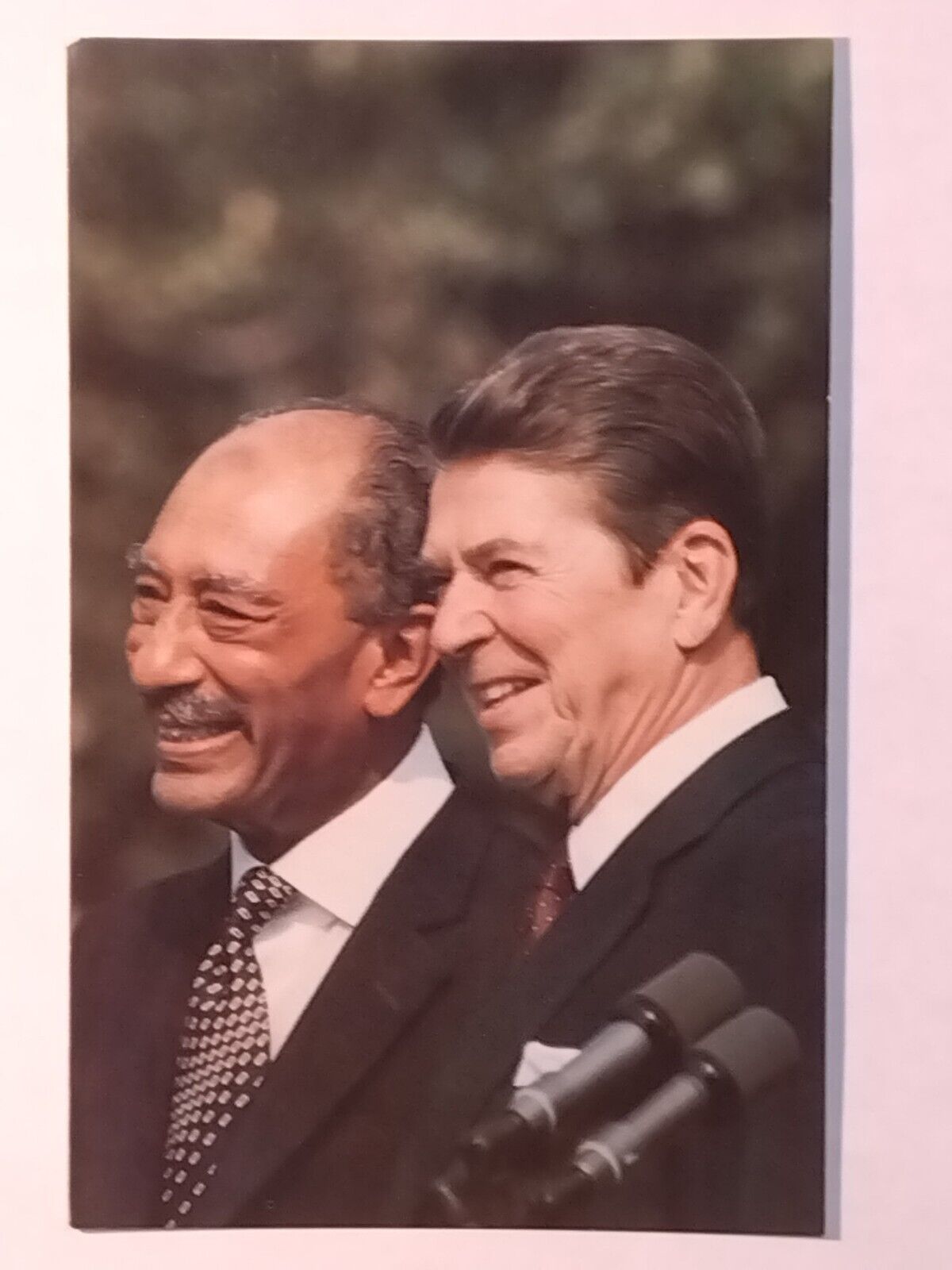 President Reagan Met With Egyptian President Anwar Sadat 1981 Postcard