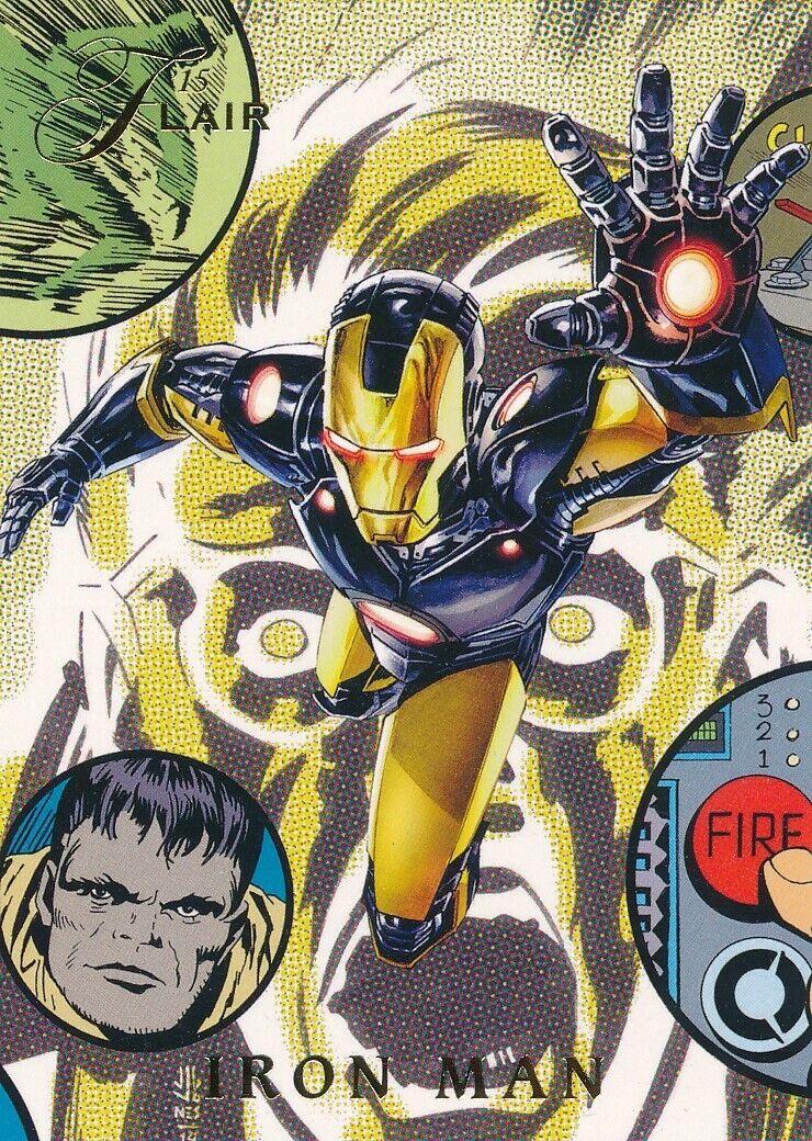 2015 Marvel Flair Fleer Retro Power Blast Card Iron Man #9 A2010