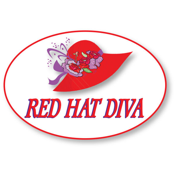 RED HAT DIVA NAME BADGE HALLOWEEN COSTUME DRESS UP LIKE A RED HATter MAGNETIC