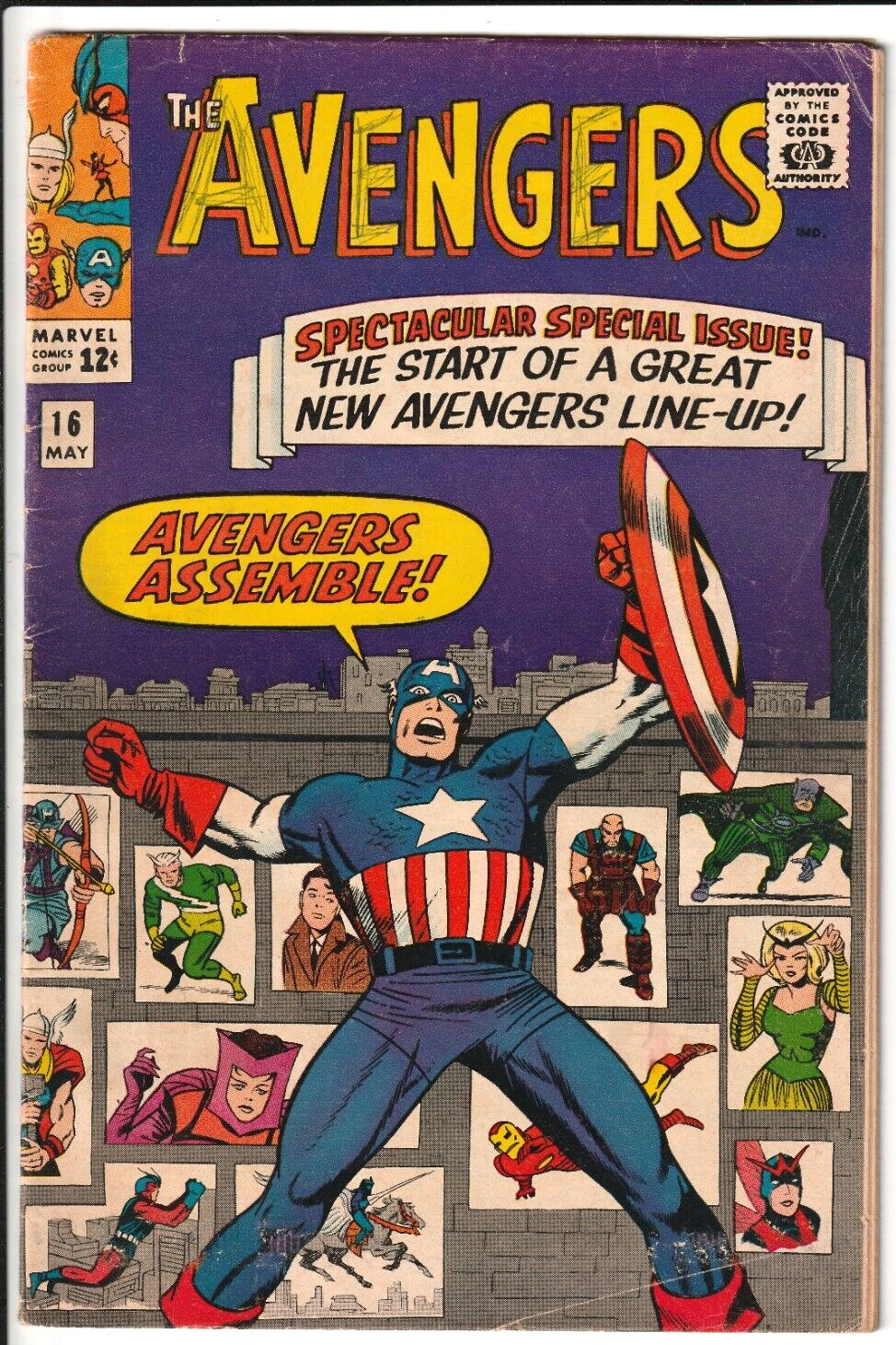 Avengers 16 1965 Marvel Comics 3.0 GD/VG KEY HAWKEYE WITCH QUICKSILVER JOIN TEAM