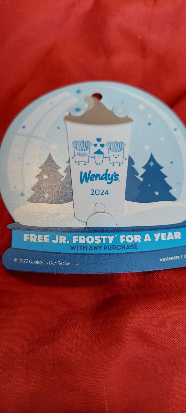 1 Wendys Frosty Key Tags w/cards Free Jr Frosty With Purchase All Year For 2024