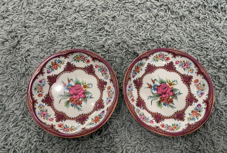 Vintage 1971 Decorated Daher Ware Tin Bowl/plate set of 2 made in England VTG