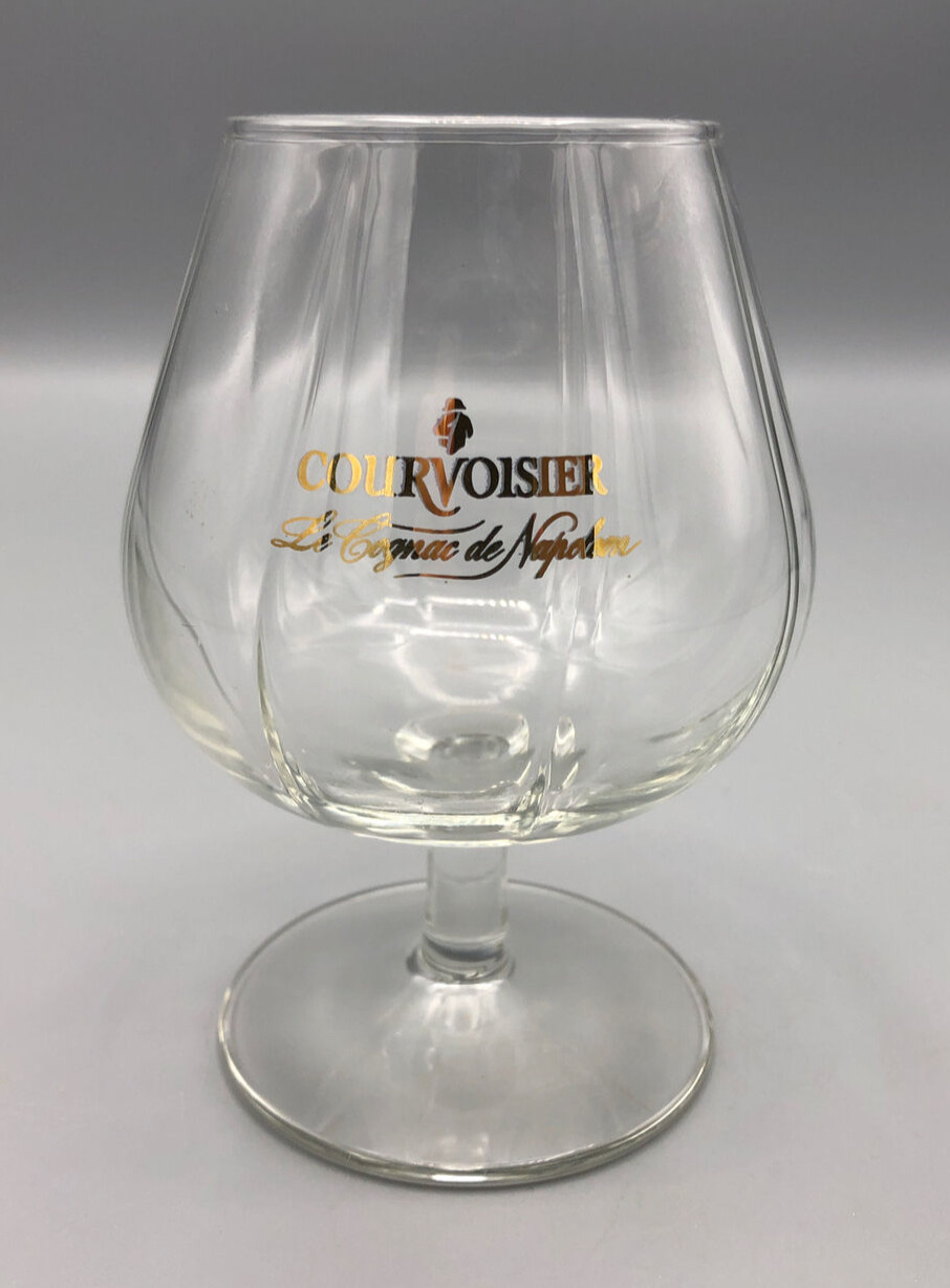Courvoisier Le Cognac De Napoleon France Stem Glass Gold Logo Snifter Vintage