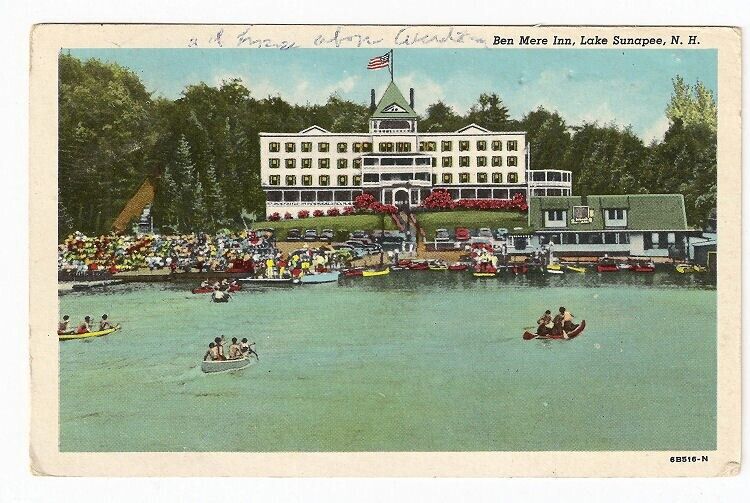 1953 Postcard of Ben Mere Inn on Lake Sunapee NH