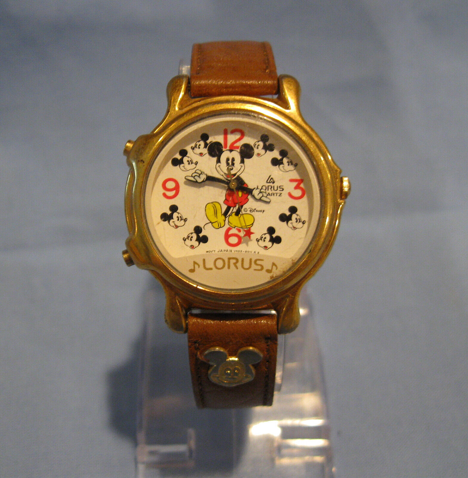 DISNEY MICKEY MOUSE MUSICAL WATCH by LORUS - plays 2 TUNES WORKS WELL