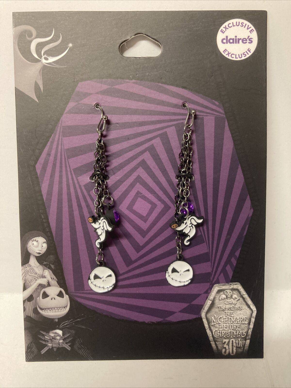 NEW Claire’s Exclusive 30 Year Nightmare Before Christmas Jack Dangle Earrings