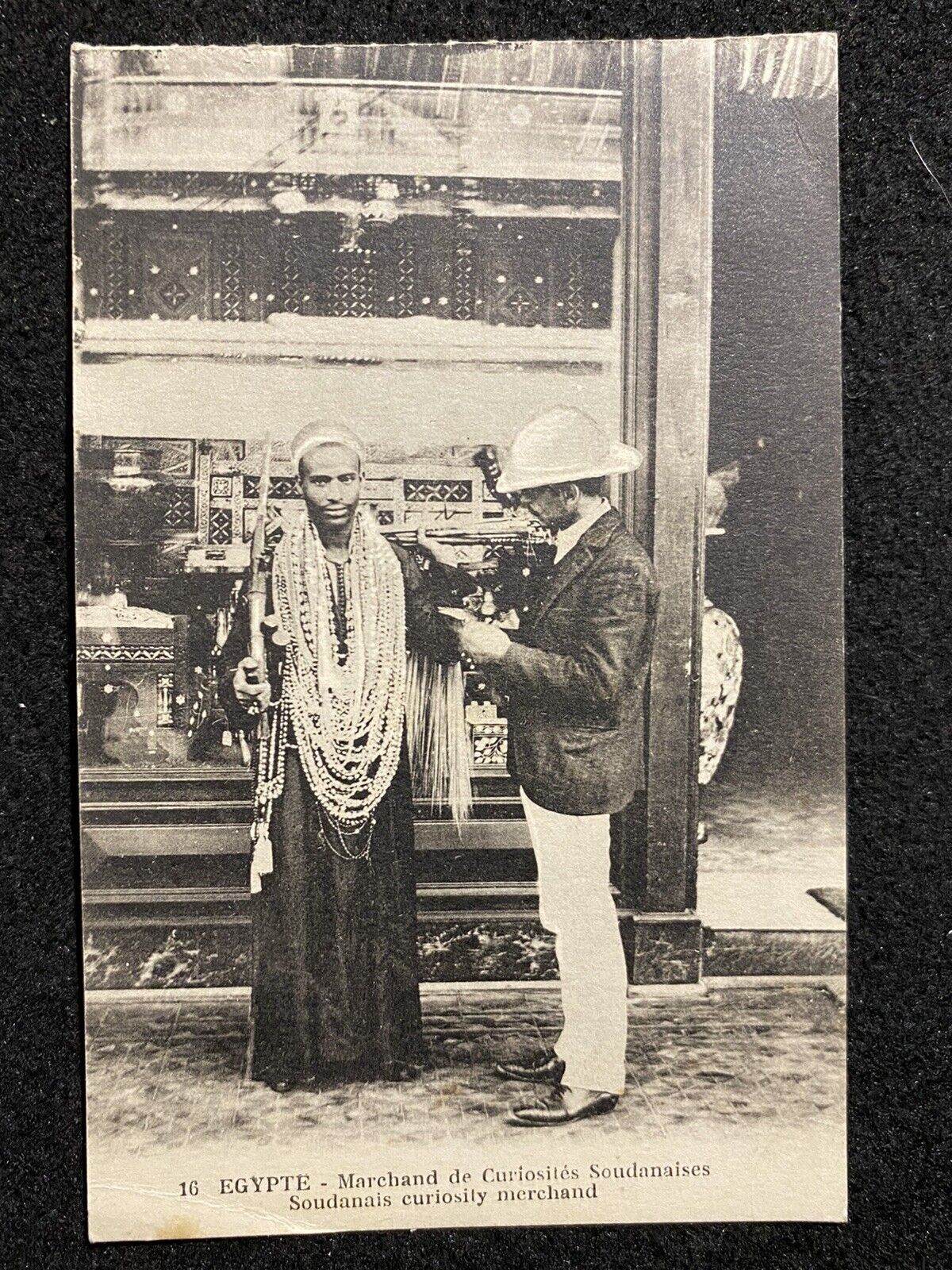 Cairo Egypt Curio Jewelry Merchant Man Antique Photo Postcard